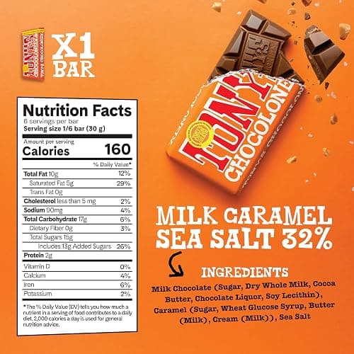 Tony’s Chocolonely Super Duper Milk Chocolate Candy Bar Bundle, Milk & White Chocolate With Sea Salt, Caramel, Pretzel Toffee, Almond, Hazelnut, Made From Quality Fairtrade Cocoa, 6 Bars, 6.35 Oz Each thumbnail 3