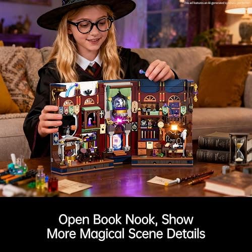 Tweandar Magic Book Nook Building Set with Light. Magic Academy Book Nook Building Kit, DIY Book Nook Building Set for Home Bookshelf Decor for Adults, Teens, Boys, Girls. thumbnail 2