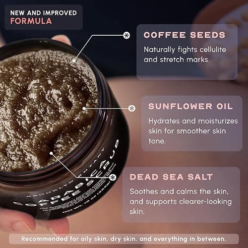Brooklyn Botany Arabica Coffee Body Scrub - Moisturizing and Exfoliating for Body, Face, Hand, Foot - Fights Stretch Marks, Fine Lines, Wrinkles - Great Gifts for Women & Men - 10 oz thumbnail 7