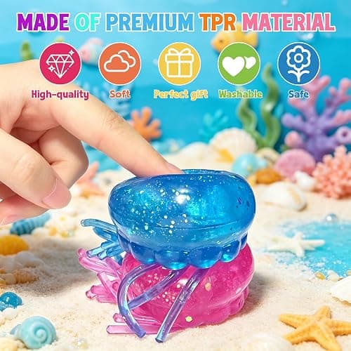 OESINS 2Pcs Jellyfish Squeeze Toys, Drop Malt Sugar Ball Relieve Stress | Squishies Slow Rising Fidget Toy for Kids, Sensory Toys for Anxiety Stress Relief, Summer Party Gifts for Kids Adult thumbnail 7