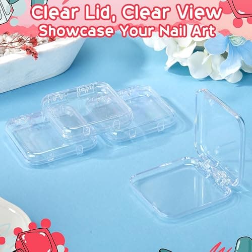 AceOrbit Press on Nail Boxes with 180 Pcs Adhesive Double Sided Tape Acrylic Press on Nail Packaging Cases Transparent Storage Case Organizer for Display Art Salon Supplies(Clear,48 Pcs) thumbnail 4