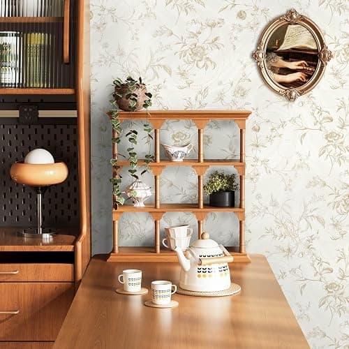 Ismoon Peel and Stick Wallpaper Floral Vintage Stick on Wall Paper Beige French Textured Contact Paper for Cabinet Removable Self Adhesive Wallpaper Vinyl Roll Shelf Deco, 17.3x78.7in thumbnail 9