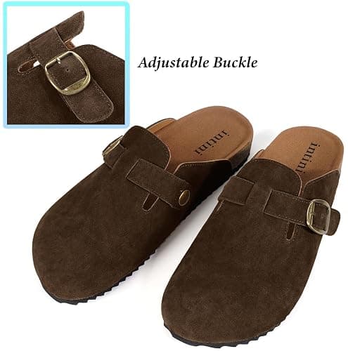 Womens Suede Clogs Mens Genuine Leather Mules Cork Footbed Sandals with Arch Support thumbnail 5
