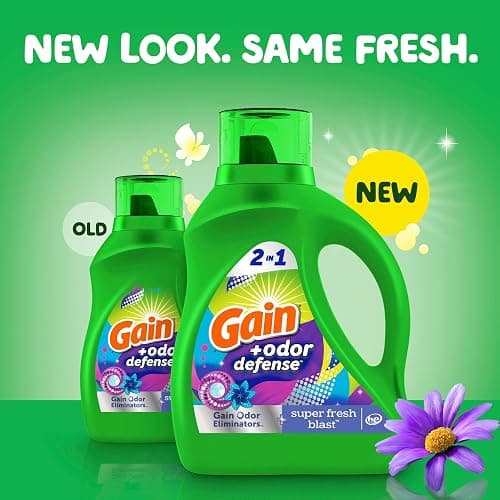 Gain Odor Defense Liquid Laundry Detergent, Super Fresh Blast Scent, 194 fl oz, 134 loads, 2 in 1, Laundry Detergent Liquid Soap, HE compatible thumbnail 2