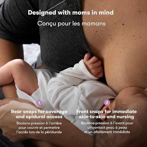 Frida Mom Labor and Delivery Gown for Hospital, Easy-Snap, Tagless Nursing Gown with Skin-to-Skin Access and Full Coverage in The Back thumbnail 4