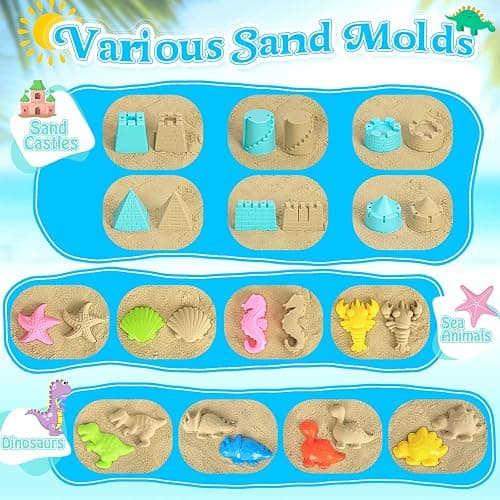 Collapsible Beach Toys for Kids Toddlers, Collapsible Sand Bucket and Shovels Set with Mesh Bag,Travel Sand Castle Building Kit, Sandbox Toys, Foldable Beach Essentials for Toddlers Kids Age 3-10 ﻿ thumbnail 5