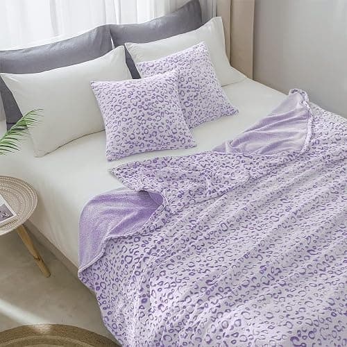 FY FIBER HOUSE Purple Blanket Cheetah Print Throw Blanket Leopard Decor, 50"X60" thumbnail 7