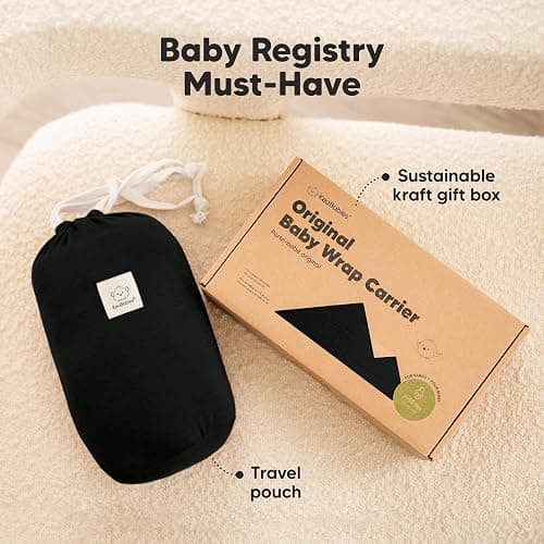 KeaBabies Baby Wrap Carrier - All in 1 Original Baby Carrier Newborn To Toddler Sling, Easy to Wear, Hands Free Bonding, Lightweight, Breathable Infant Wraps (Trendy Black) thumbnail 9