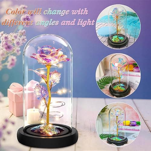Childom Mothers Day Mom Gifts for Mom,Birthday Gifts for Women Moms Grandma,Flowers for Delivery Prime,Colorful Light Up Rose in A Glass Dome,Anniversary Valentines Roses Gift for Her Wife Daughter thumbnail 9