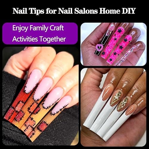 3XL Square Nail Tips, 240PCS Clear Full Cover Artificial False Nails Tips, Extra Long Square No C Curve Acrylic Nail Tips, XXXL Tapered Fake Nails for Salons Home DIY Nail Art 12 Sizes thumbnail 7