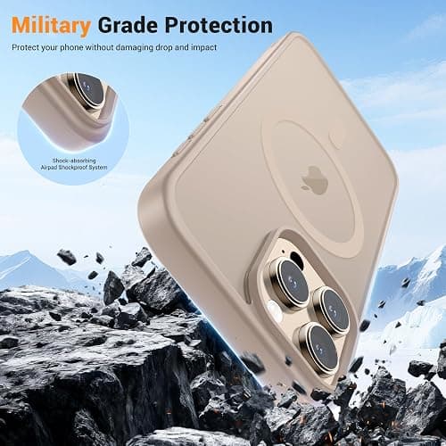 vnnink for iPhone 16 Pro Max Case Desert Gold | Compatible with Magsafe,Military Grade Drop Protection,Magnetic Matte Translucent Phone Cover with Screen Protector thumbnail 5