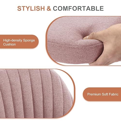 DUMOS Office Desk Chair, Modern Cute Rolling Vanity Swivel Task Seating with Wheels, Comfortable Back Seat Armless for Home, Bedrooms, Study, Student, Adults, Make-Up, Dressing Room Pastel Pink - Pastel Pink thumbnail 3