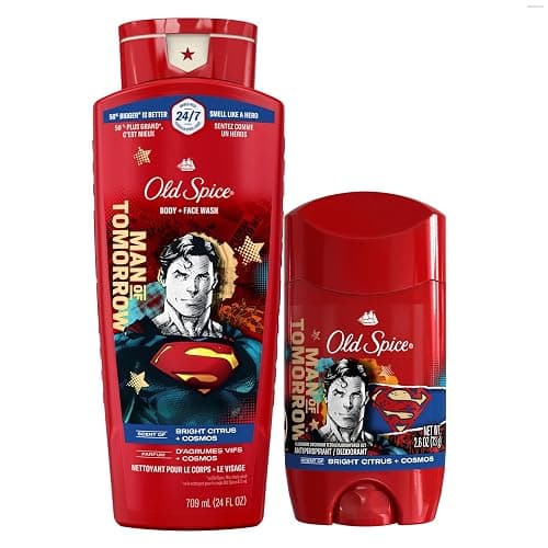 Old Spice Superman Man of Tomorrow Body Wash + Antiperspirant Deodorant Bundle Pack, 24/7 Freshness, Smell Like a Hero, Bright Citrus + Cosmos Lasting Scent, 24 oz & 2.6 oz (Pack of 2) - Image 1