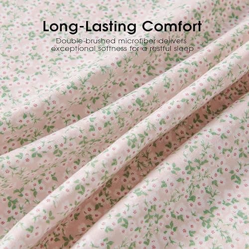 FreshCulture Floral Bed Sheets - Ultra Soft Twin XL Sheets - Brushed Microfiber Pink Floral Sheets - Deep Pockets up to 16" - Easy Care - Hotel Luxury 3 Piece Flower Printed Sheet Twin XL, Calico thumbnail 3