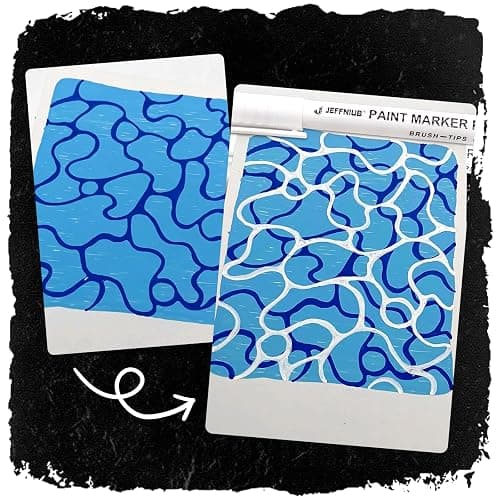 JEFFNIUB Lot de 5 Stylos Blancs pour Art - Set Stylo Opaque avec Pinceau, Fineliner, Crayons et Marqueurs Acryliques - Pour Écriture et Dessin sur Papier Noir thumbnail 6