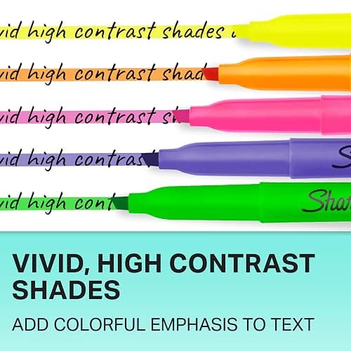 Sharpie Pocket Highlighters, Chisel Tip, Quick Dry, Assorted Fluorescent Colors, 12 Count - For Studying, Note-Taking, School, College, Office, Student & Teacher Supplies thumbnail 5