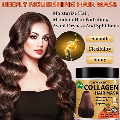 Collagen Hair Mask & Keratin Hair Mask for Damaged Hair,Keratin Hair Treatment,Repair Deep Conditioner for Dry Hair,Vitamin E Natural Hydrating Hair Mask with Argan Oil All Hair Type,Hair Care Gifts thumbnail 4