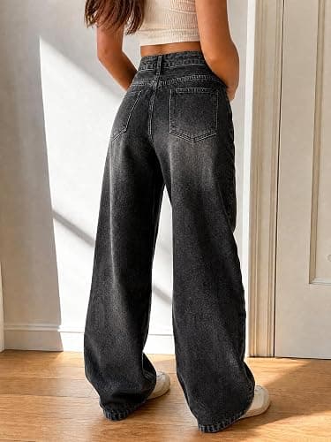 EMMIOL Baggy Jeans for Women High Waisted Womens Wide Leg Jeans Plus Size | Y2K Boyfriends Denim Pants, Casual Loose Wide Leg Jeans, Straight Leg, High Waist, 90s Vintage Baggy Pants with Pockets thumbnail 2