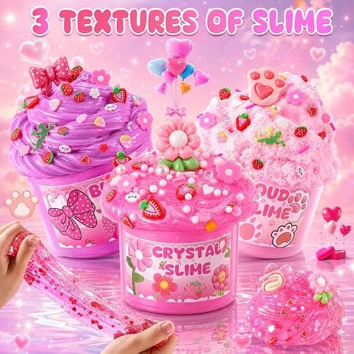 6-Pack Pink Slime Kit for Girls, Cloud Butter Squishy Birthday Gift Set | Party favor, goodie bag stuffer, Easter basket filler and sensory toy for kids ages 4-10 thumbnail 6