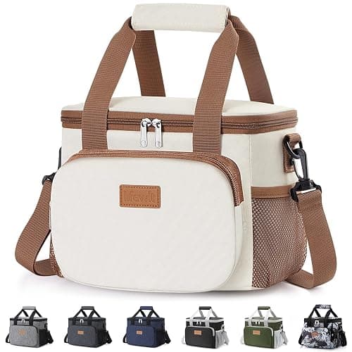 Lifewit Medium Lunch Bag, Insulated Lunch Box, Soft Cooler Cooling Tote for Adult Men Women, Beige 12-Can (9L) - Image 1