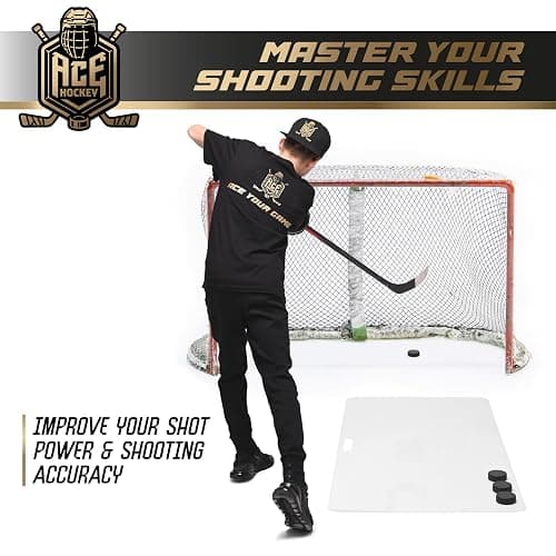 ACE HOCKEY Shooting Pad 24” x 48” - Shoot Like on Real Ice - Practice Shooting, Stickhandling, Passing Skills on 8 sqft - Convenient Off-Ice Training - Easy to Carry - Synthetic Ice Mat thumbnail 3