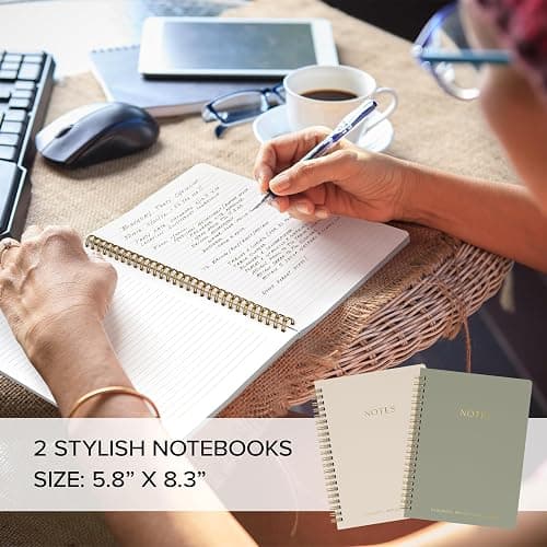 Aesthetic Spiral Notebook Set of 2 For Women and Men - College Ruled A5 | Cute 8x6 Bible Study Journal with Pockets and Lined Pages - The Perfect Supplies to Stay Organized at Work or School thumbnail 6