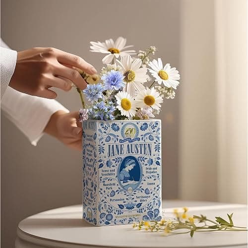 H&H + 6 in 1 + Jane Austen Book Vase for Flowers + Bookmark + Emma, Mansfield Park, Sense and Sensibility, Northanger Abby, Persuasion, Pride and Prejudice Merch + 2025 Jane Austen Anniversary Edition thumbnail 2