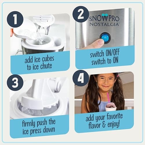 Nostalgia SnowPro Electric Shaved Ice & Snow Cone Maker 64-Ounce Ice Shaving Capacity, 4 Reusable Cones, Side Shelves, and Scoop Included thumbnail 4
