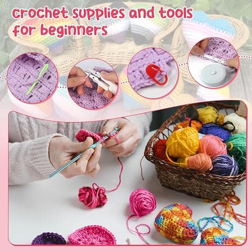 Aeelike Crochet Starter Kit with Everything, White | 1093 Yards Acrylic Yarn for Crocheting, 78pcs Crochet Set and Step-by-Step Instruction for Beginners Tote Storage Bag thumbnail 4