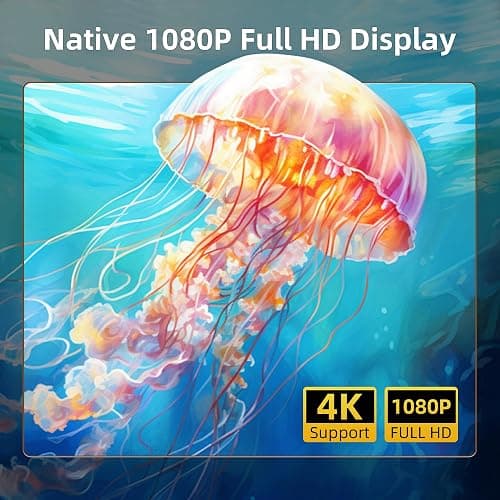 Mini Projector, Portable Projector 4K Support, Full HD 1080P Outdoor Projector, 270° Rotation Movie Projector, Compatible with Smartphone, TV Stick, Laptop, PS4, HDMI, USB (No WiFi or Bluetooth) thumbnail 4