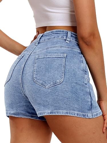 ELLEVEN High Stretchy Mini Skort Skirt for Women,Low Waist Denim Skort Shorts with Pockets thumbnail 2