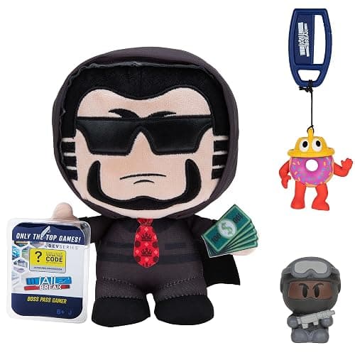 DevSeries Jailbreak Collector Bundle - Three Exclusive Virtual Item Codes with Boss Pass Gamer Plush, SWAT Pass Gamer Squooshems, and Mr. Donut Hanger - Image 1