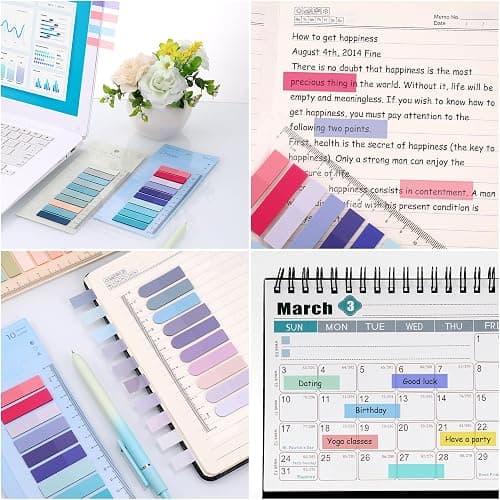 JIANTA Book Tabs for Annotating, 2000Pcs Sticky Tabs with Ruler, Transparent Sticky Notes for Binders, Page Markers for Notebooks, Multi-Colored Writable and Repositionable Book Flags Strip Index Tabs thumbnail 7