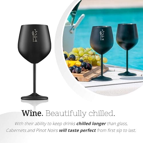 Gusto Nostro Stainless Steel Wine Glass - 18 oz - Unbreakable Black Wine Glasses for Travel, Camping and Pool - Fancy, Unique and Cool Portable Metal Wine Glass for Outdoor Events, Picnics (Set of 2) thumbnail 5