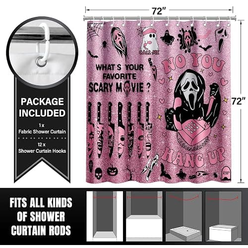 KAIRA Halloween Shower Curtain, 72x72 Inch with Hooks Spooky Scary Face Bathroom Decor, Funny Ghost-Themed Fabric Curtain for Party or Home Bathroom Use thumbnail 2