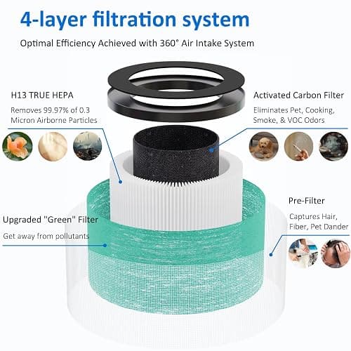 2 Pack MK01 MK06 True HEPA Replacement Filter Compatible with AROEVE MK01 MK06 and Kloudi DH-JH01 Air Purifier, Pet Dander Version thumbnail 3