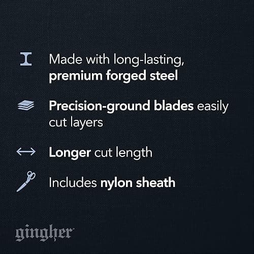 Gingher Dressmaker's Fabric Scissors, 8" Stainless Steel Shears, Sharp Knife Edge Steel Sewing Shears with Protective Sheath for Fabric Cutting and Tailoring thumbnail 6