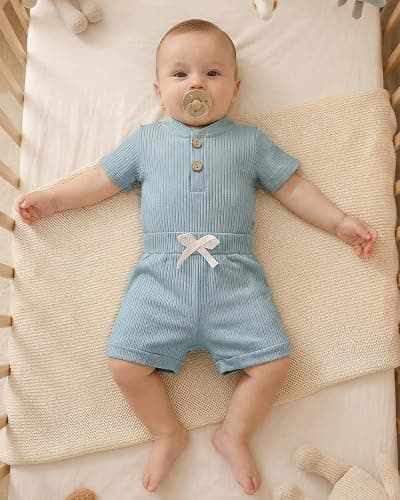 Jecson Newborn Boy Clothes Baby Boy Outfits Set Baby Boy Summer Clothes Soft Cotton Short Sleeve Top and Shorts for 0-18M thumbnail 4