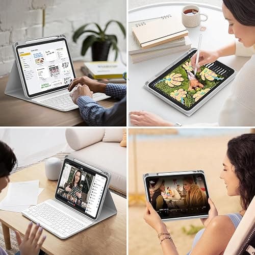 BQSS for iPad (A16) 11th/10th Generation Case with Keyboard, Gray | Detachable Bluetooth Keyboard Case with Pencil Holder for iPad 11-inch (A16) 2025 10th Gen 10.9 Inch 2022, Auto Wake/Sleep thumbnail 7
