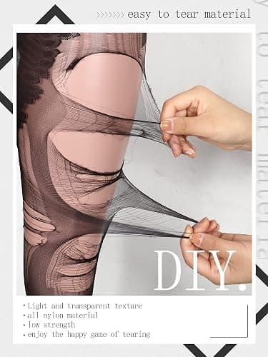 Patelai 8 Pairs Black Ripped Tights Disposable Ripped Stockings for Women Gothic Leggings Grunge Pantyhose for Halloween DIY thumbnail 2