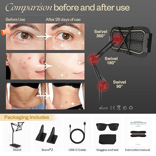 LuxRenew Max Multifunction Red Light Therapy for Body and Face, 850nm Near-Infrared Light Therapy LED Mask Facial Body Beauty Equipment for Skin Care at Home thumbnail 6