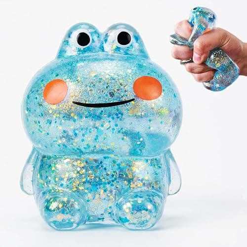 1Pcs Frog Squishy Stress Balls for Kids Adults Stretchy Fidget Ball for Anxiety Stress Relief Hand Therapy Sensory Squishy Ball Squeeze Fidgets for Party Favors Classroom Prizes (Blue) - Image 1