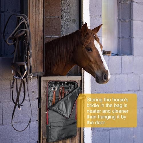 Asooll Horse Bridle Bag,Bridle/Halter Bag with 3 Prong Tack Rack,Horse Tack Carry Bag,Horse Harness Bag,Bridle Bag with Hooks for Horse Gear Storage thumbnail 5