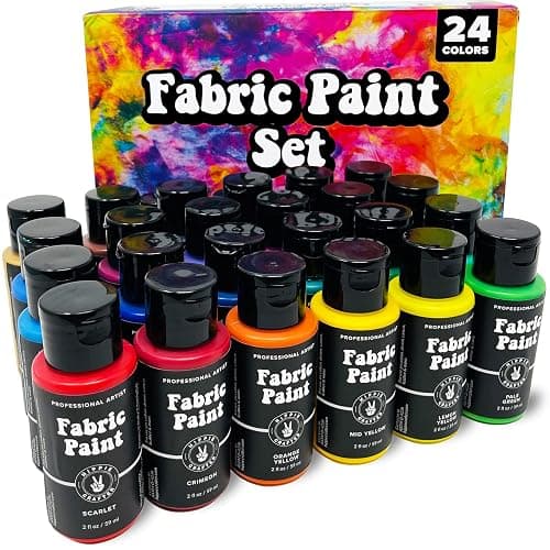 Permanent Fabric Paint Kit, 24 Colors, Medium Acrylic Set, for Clothes, Upholstery, Outdoor Cushions, Shoes, Includes Metallic Gold, White, Red, Yellow, Orange, Pink thumbnail 8