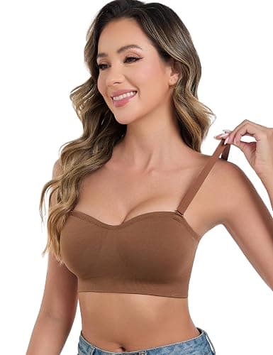 ANGOOL Strapless Bras for Women Wirefree Non-Slip Tube Top Invisible Bralette Seamless Padded Bandeau Bra thumbnail 5