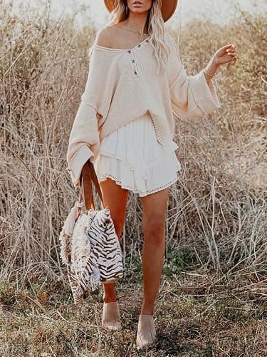 Aoudery Flowy Shorts for Women Casual Boho Ruffle Tiered Skorts High Waist Mini Skirts Golf Tennis Crochet Shorts thumbnail 3