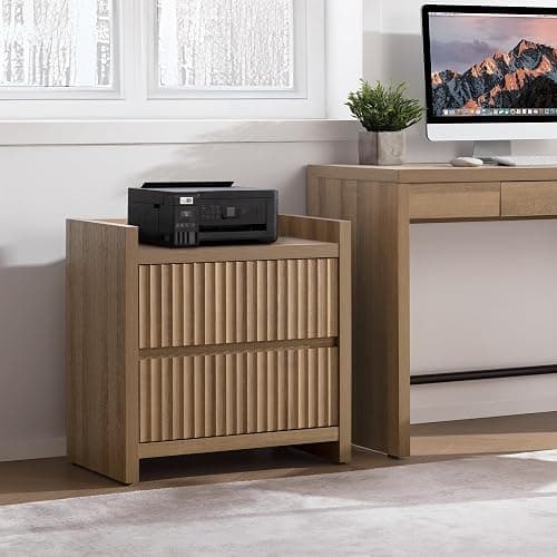 SICOTAS Night Stands Set of 2-Fluted Nightstands with Charging Station- Modern 2 Drawers Nightstand 25" Tall Bedside Table End Table, Large Night Stand for Bedroom (Reclaimed Caramel Oak) thumbnail 8