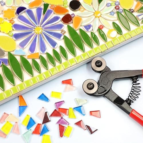 Glass Tile Nippers - Heavy Duty Wheeled Glass Mosaic Nipper & Hd Ceramic Tile Nipper, Tile Cutter Pliers Soft-grip Handle - Shapping Plier, Nipper Cutting Tools (7 Inch Wheeled Glass Mosaic Nipper) - Image 1