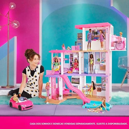 Barbie Convertible 2-Seater Vehicle, Pink Car with Rolling Wheels & Realistic Details, Gift for 3 to 7 Year Olds thumbnail 2