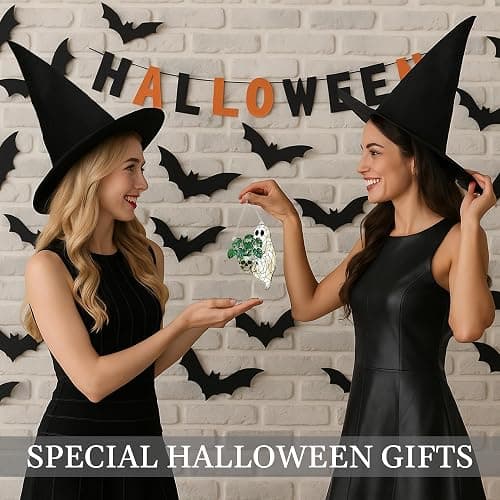Cute Ghost Ornament Halloween Decor, Cute Ghost Gift for Book Lovers, Gothic Fall Decor for Window Decorations Indoor & Outdoor Party, Spooky Decor (Plant Spooky) thumbnail 4